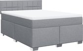 vidaXL - Sommier tapissier - avec - matelas - tissu - gris clair - 140x200 - cm