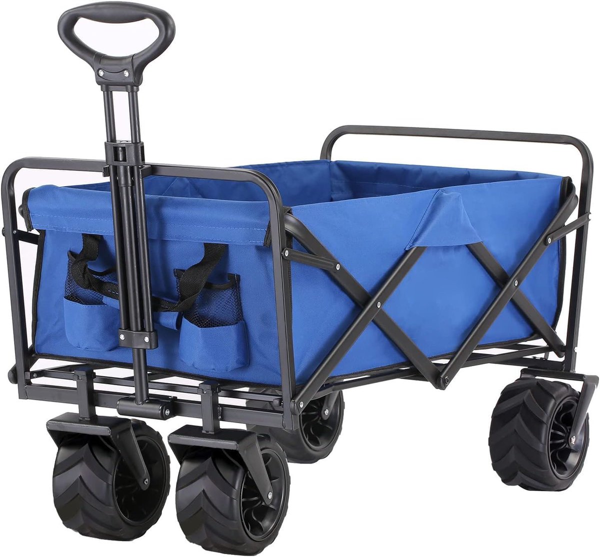 Opvouwbare Zware Handkar - 160 kg Draagvermogen - Outdoor Camping Handwagen - Verstelbare Trolley - Grote Off-Road Wielen - Strandkar - Draagbare Winkelwagentrolley