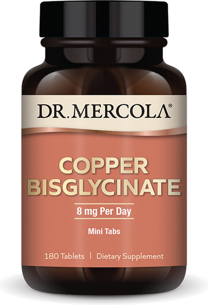 Goedkoopste Dr. Mercola - Copper Bisglycinate - Koper Bisglycinaat - 8 mg - 180 tabletten