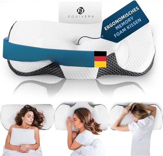 Oreiller Ergonomique Alfa Sleep Contre Douleurs Cervicales - Mousse Mémoire De Forme Réversible 2 En 1, Housse Oeko-Tex | Soutien Nuque
