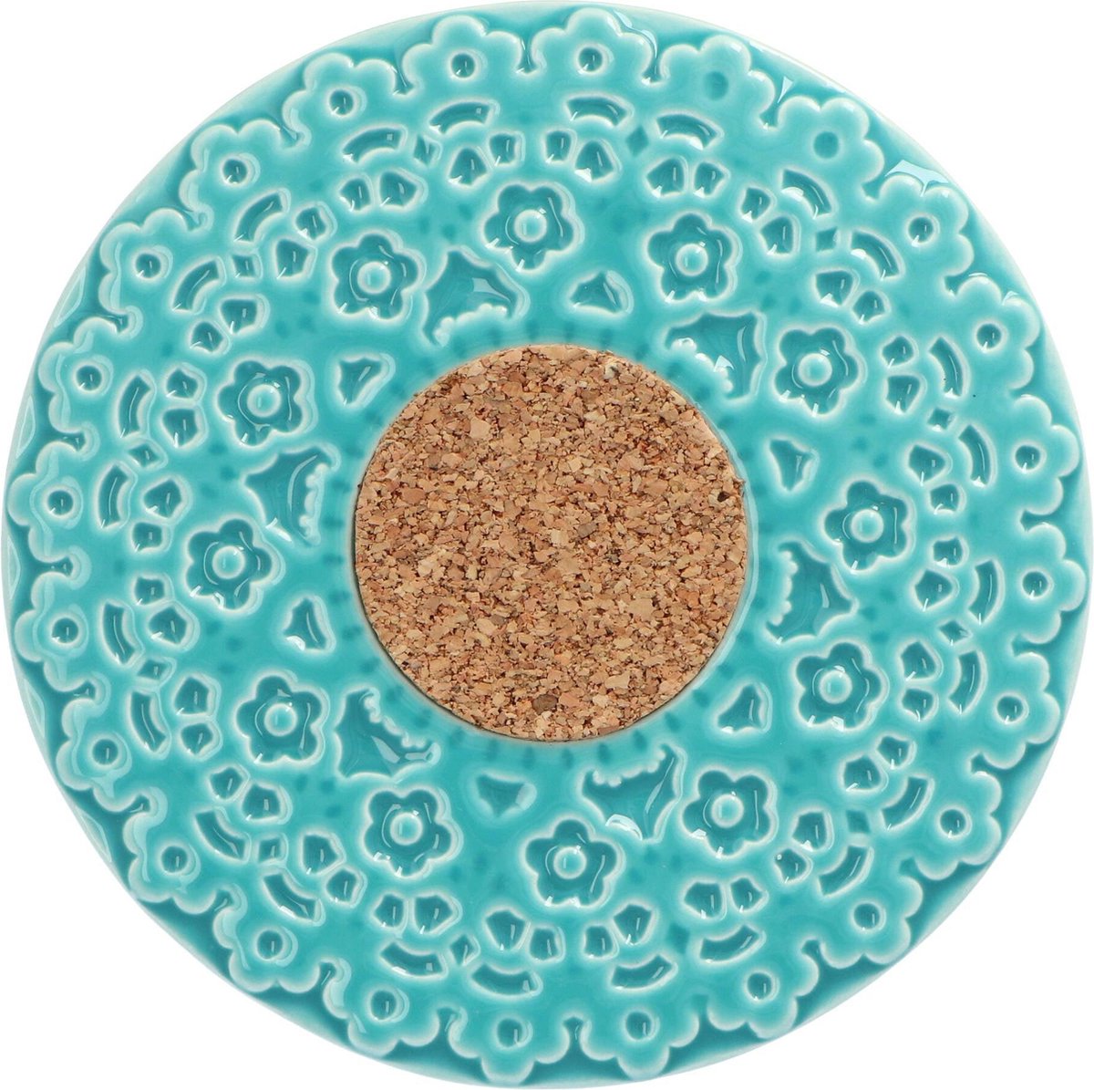 Duro Ceramics - Pannenonderzetter kurk turquoise 17cm - Pannenonderzetters