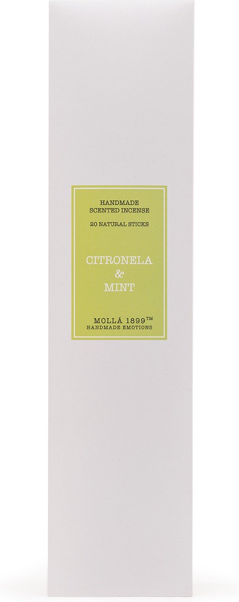 Cereria Mollà 1899 wierookstokjes Citronella & Mint 20 geurstaafjes wierook handgerold geurverspreider -Incense sticks witte verpakking, bruine stokjes