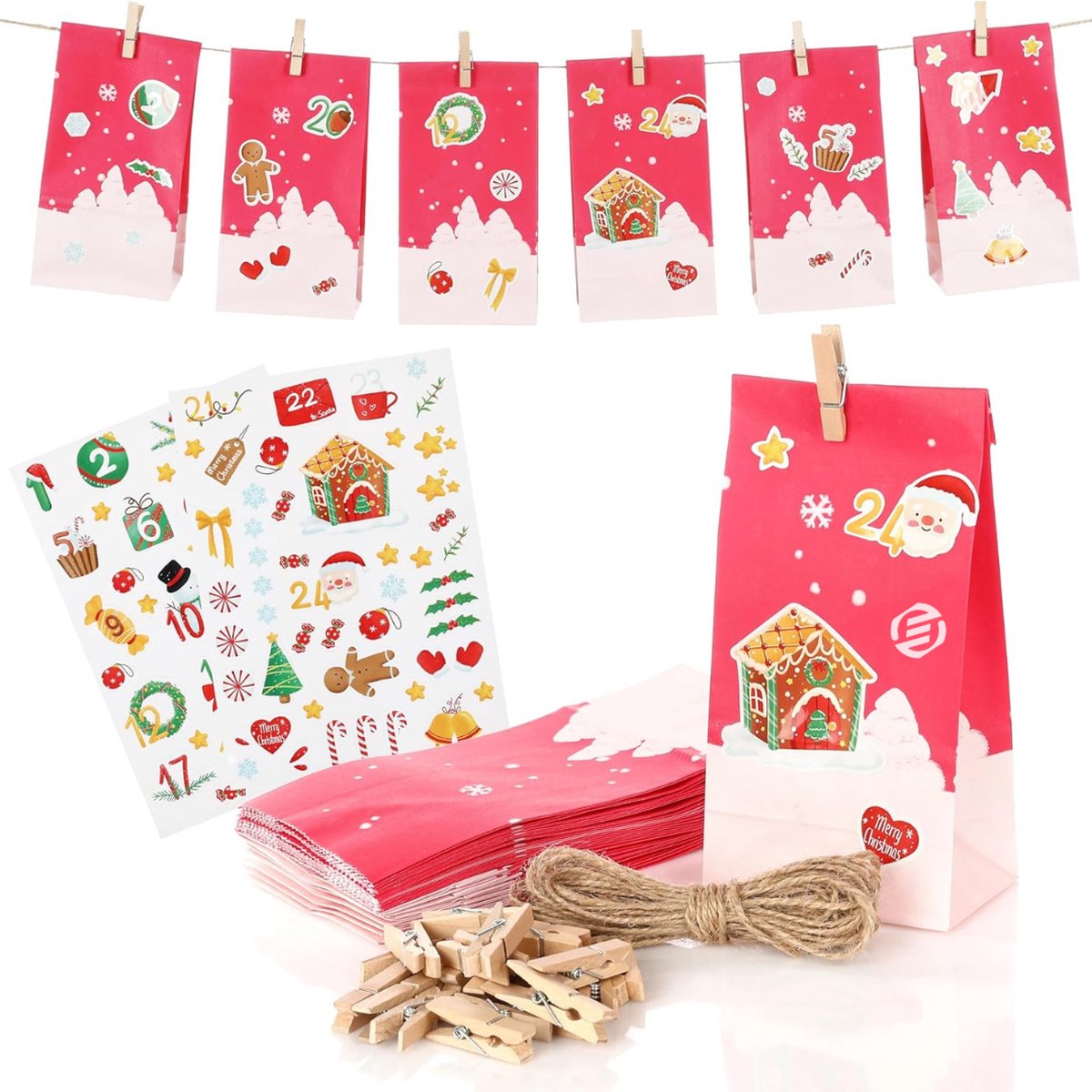 Equivera Adventskalender - Adventskalender 2024 - 24 Dagen Aftelkalender - Kerst Adventskalender - Kerstcadeau - Sinterklaascadeau - voor Kinderen en Volwassenen - 24 Verrassingen