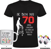 70 jaar Heren T-shirt + Koffiemok + Happy birthday bril - 70e verjaardag - feest - grappig