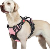 JAXY Harnais pour chien - Harnais pour chien - Harnais pour petit chien - Harnais en Y pour chien - Harnais pour chien - Harnais anti- Trek pour chien - Réfléchissant - Taille L - Rose