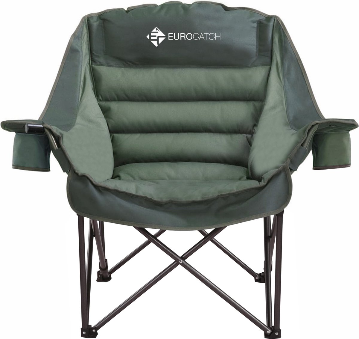 Eurocatch Comfy Club Chair XXL - Vouwstoel met 2 Bekerhouders - Kampeerstoel - Campingstoel - Dik Gevoerd - incl opbergtas