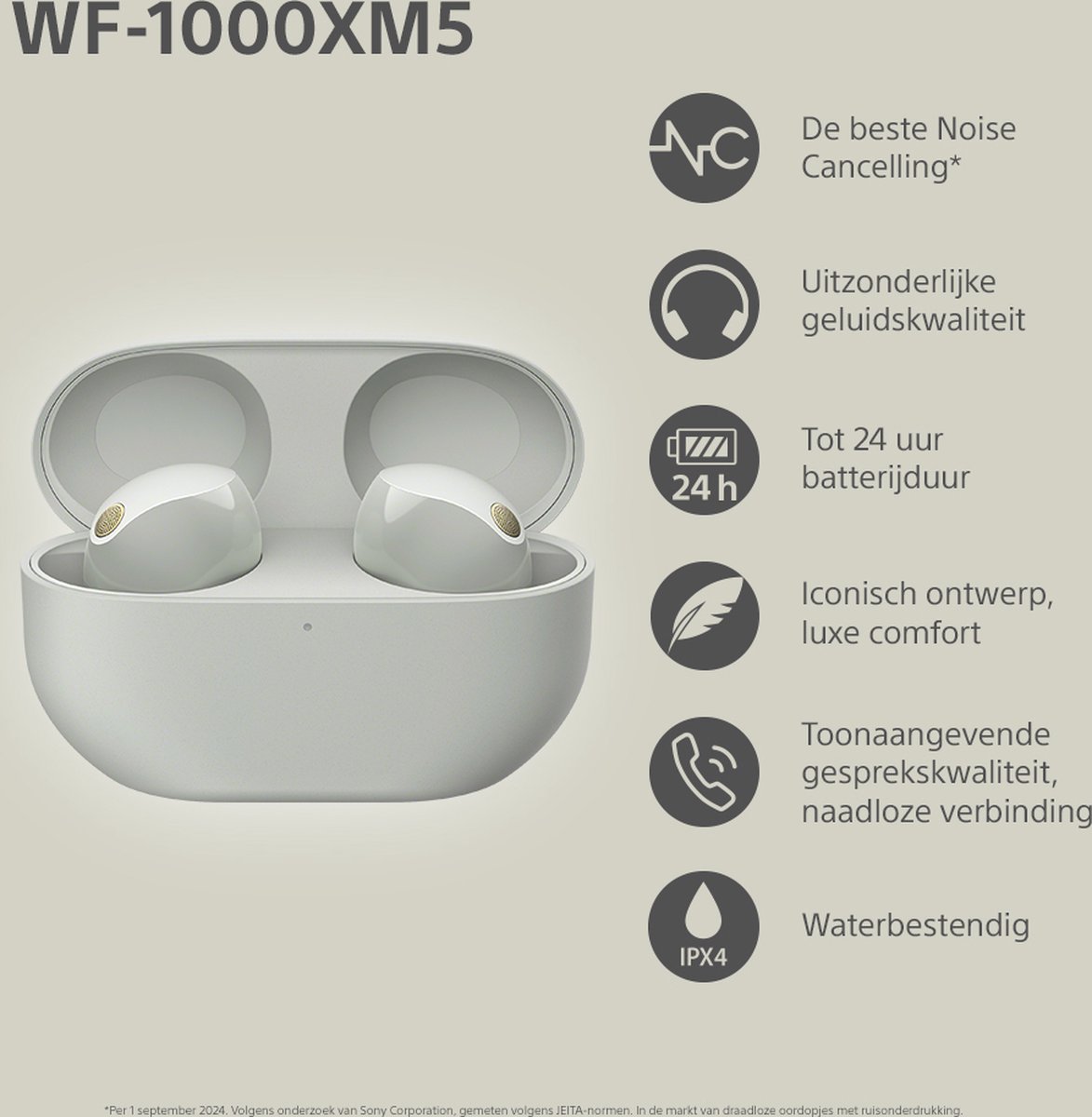 Sony WF-1000XM5 - Volledig draadloze oordopjes met Noise Cancelling - Zilver – foto 6