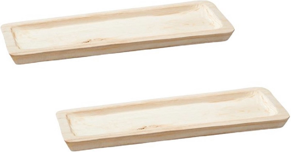Set van 2x stuks rechthoekig kaarsenbord/kaarsenplateau hout 50 x 3 x 17 cm - Onderborden voor kaarsen op tafel