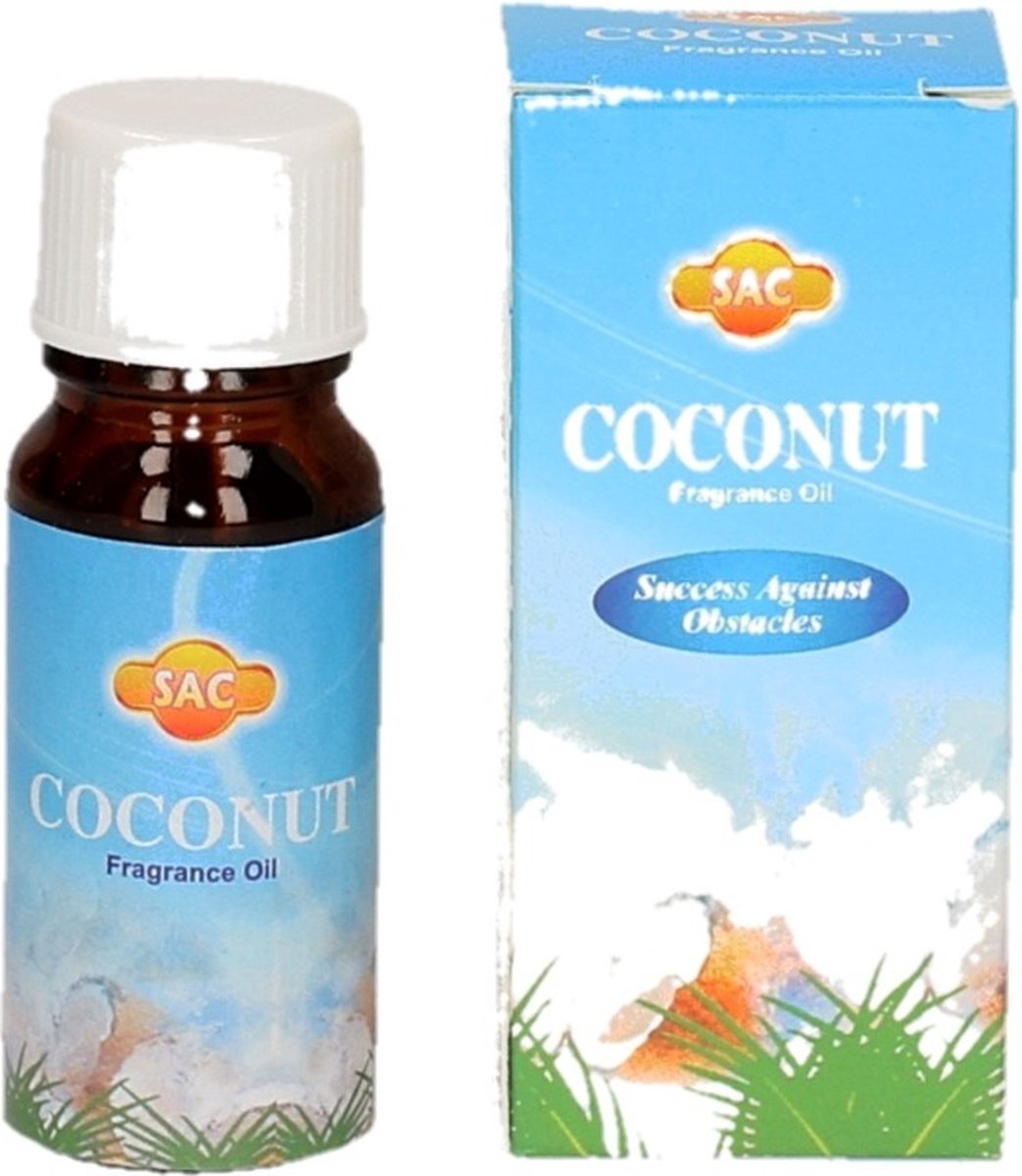 Goedkoopste 4x stuks geurolie kokosnoot 10 ml flesje - Kokosnoten geur - Aromaolie/parfumolie voor in geurbranders - Huisparfum navulling