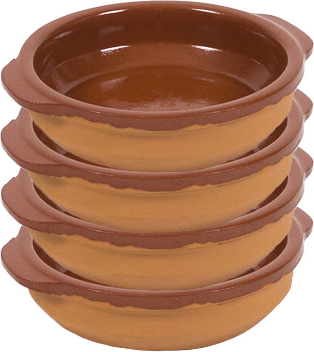 Gerimport Tapas bakje/schaaltje - 4x - San Sebastian - met handvat - 17 cm - aardewerk - bruin