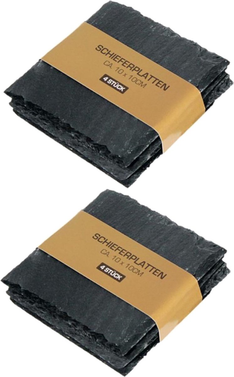 Cepewa Onderzetters - 8x - 10 x 10 cm - leisteen - glazen onderzetters