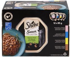 4x Sheba sauce Collection mix selectie in saus: zalm, tonijn kip eend 12x 85gr
