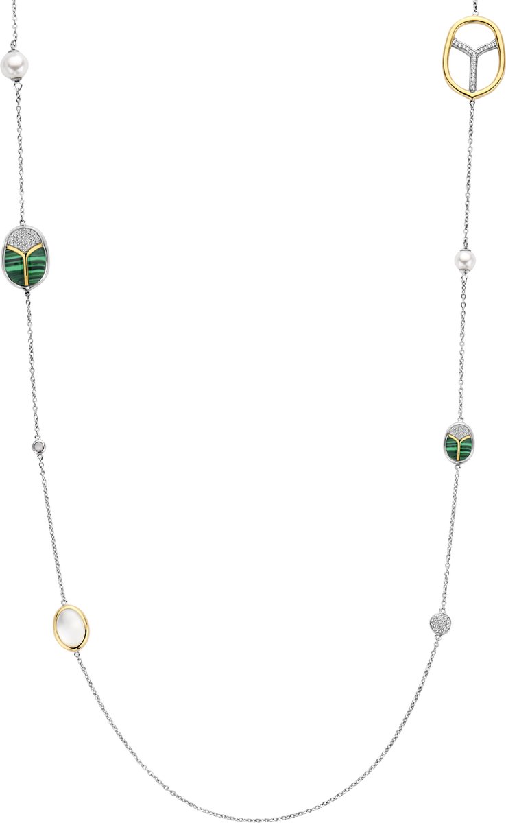 TI SENTO Dames Ketting - 925 zilver - Malachiet - Maat 80 - 34073MA