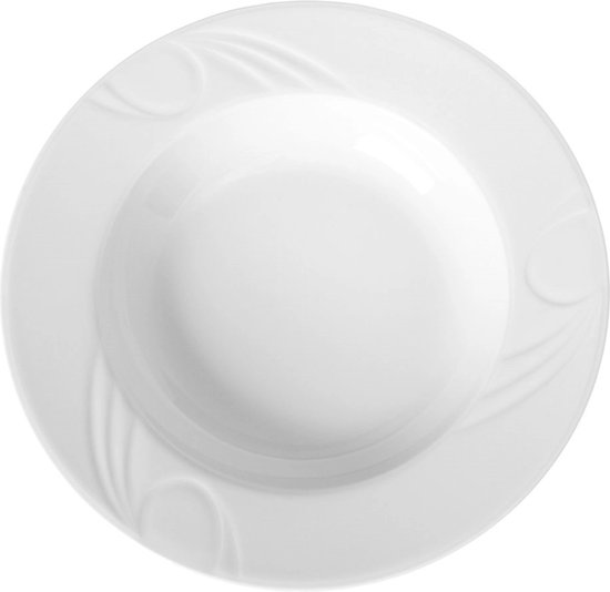 HENDI Bord, plat, versterkte randen, stapelbaar, ovenbestendig, stootvast, slijtvast, geglazuurd, dinerbord, ø320x(H)25mm, porselein, wit