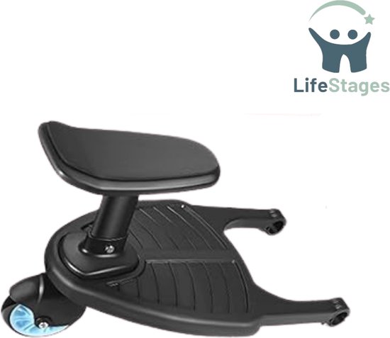 Foto: Lifestages meerijdplankje universele kiddy board buggy board met zitting 360 graden voor kinderen van 2 6 jaar 25kg blauw