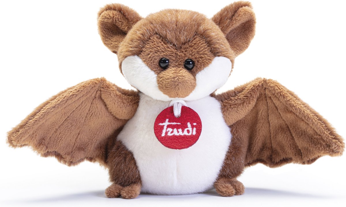 Trudi - Trudino Knuffel Vleermuis Parco Adamello Brenta 25 cm - Handgemaakt in Italie - Zacht pluche - Knuffeldier voor jongens en meisjes - Bruin - 25x14x8 cm maat XS