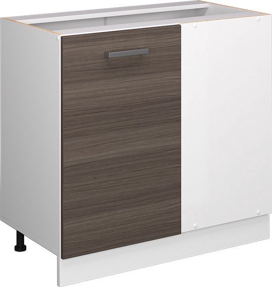 Vicco Unité d'angle universelle R- Line, Grijs/ Wit, 86 cm avec porte, sans plan de travail