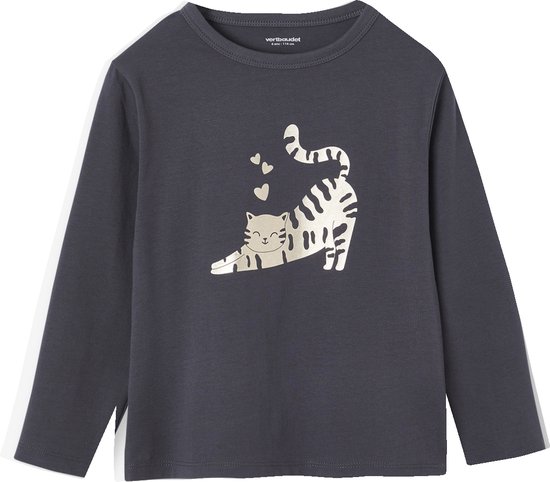 Vertbaudet T-shirt animation métallisée fille manches longues DENIM FABRIC