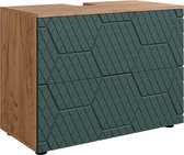 Vicco Meuble de salle de bain Irma, Vert/Chêne doré fort, 80 cm avec 2 tiroirs