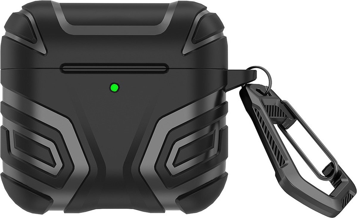 Telestore - Hoesje geschikte voor AirPods 4 - TPU hybride zwart hoesje Beschermhoes - Shockproof AirPods 4 Cover - AirPods 4 Hoesje - Geschikt voor Apple Airpods 4 - zwart - hard en TPU cover -