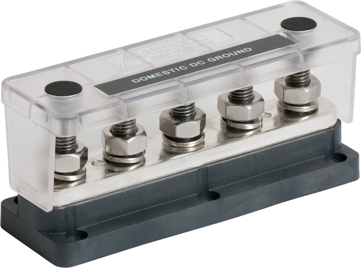 BEP Marine 5 Stud heavy duty Busbar met Cover 650A | 777-BB5S-650-B
