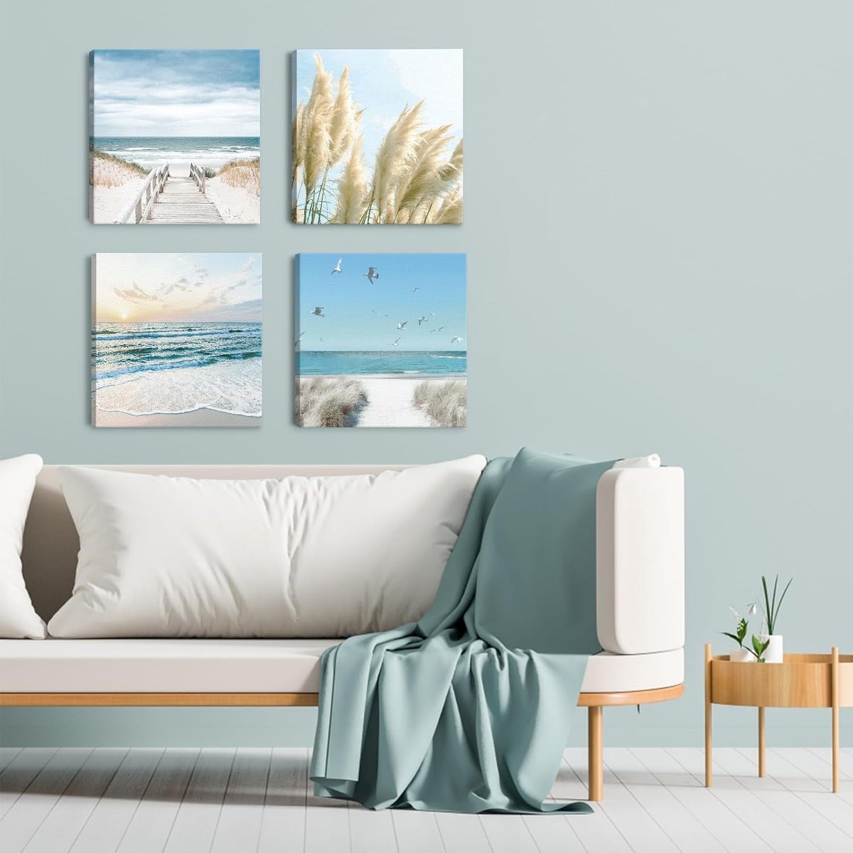 oceaan schilderij set - muurkunst prints set / muurdecoratie set van 4