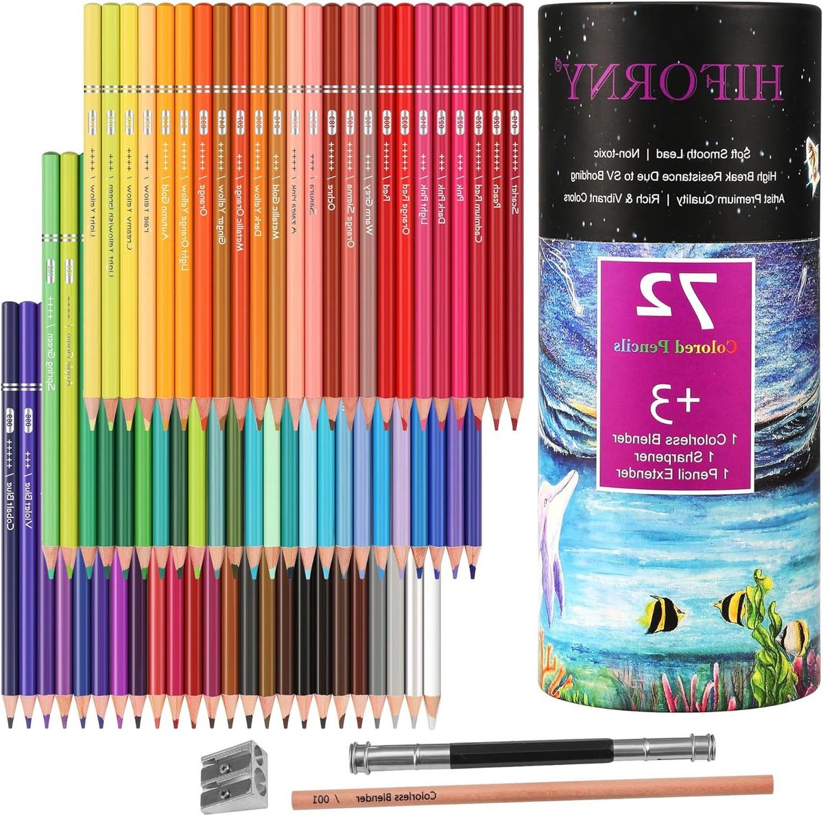 Kleurpotloden Set voor Volwassenen 75 Pack 72 Kleuren Extra's Tekening Potloden Art Craft Supplies Beginners