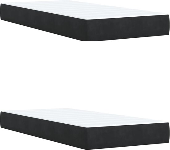 vidaXL - Sommier tapissier - avec - matelas - velours - noir - 200x200 - cm