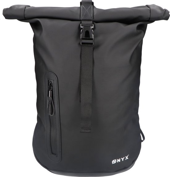 Foto: Onyx rolltop rugzak 25 tot 40 l met laptopvak verstelbare rugtas reistas waterbestendig en duurzaam zwart