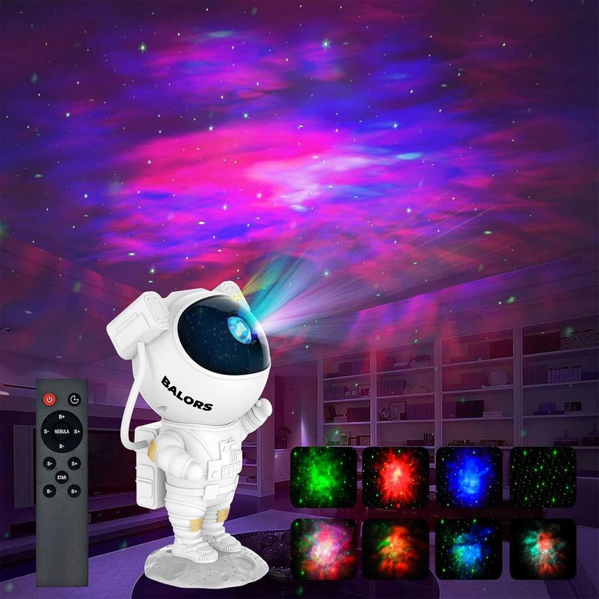 BALORS® Led Sterren Projector Astronaut - Sterren projector - Star Galaxy Projector - Sterrenhemel - Nachtlampje met afstandsbediening - USB - Wit - 15+ RGB kleuren - Sterrenprojector - Sterren projector Kind en Baby - Sterrenprojector kinderkamer – foto 4