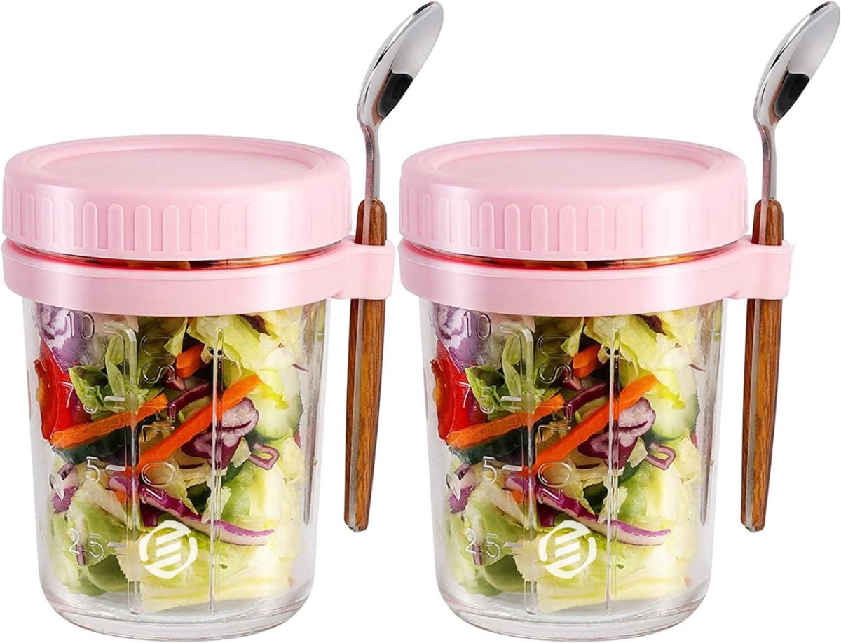 Equivera Overnight Oats Potjes - Muesli Beker - Mason Jar - Havermout - Set - Must have voor jouw ontbijt