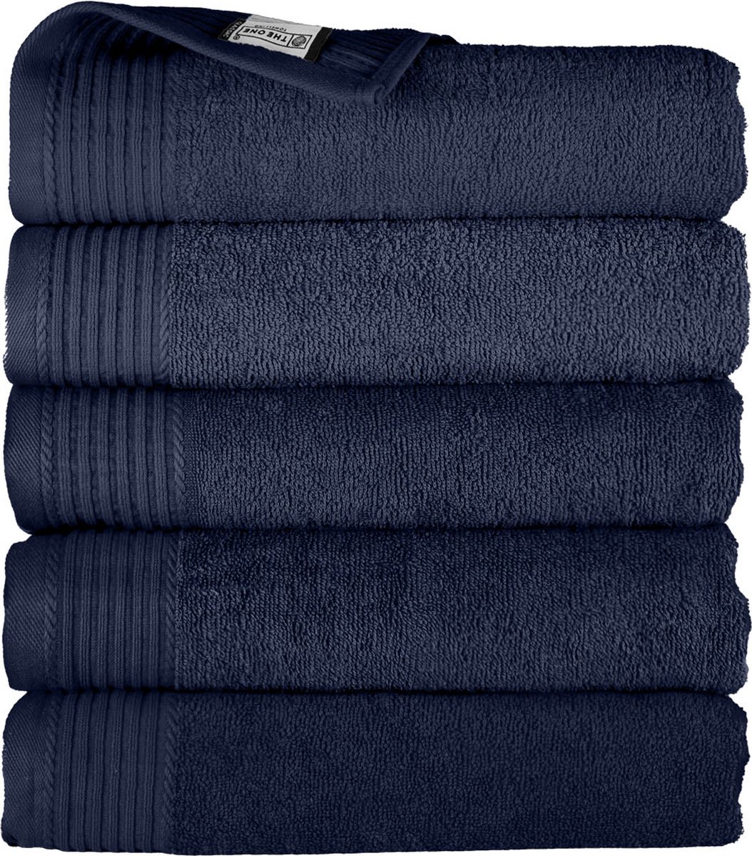 The One Towelling Classic Handdoeken - 70 x 140 cm - 5 Stuks - Voordeelverpakking - Hotelkwaliteit - 100% Gekamd katoen - Marineblauw