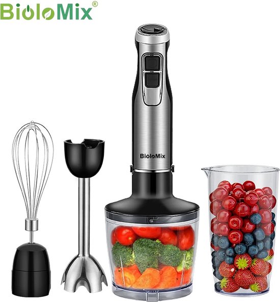 4-in-1 Staafmixer Set - Hakmolen - Hand Blender - 6 snelheden - 1200W - Incl. Accessoires