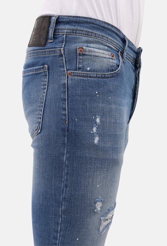 Jeans Homme - Jeans Homme Adultes - Jeans Homme Slim Fit - Jeans Déchirés et Stretch avec éclaboussures de Peinture - MM- S-106 - Blauw