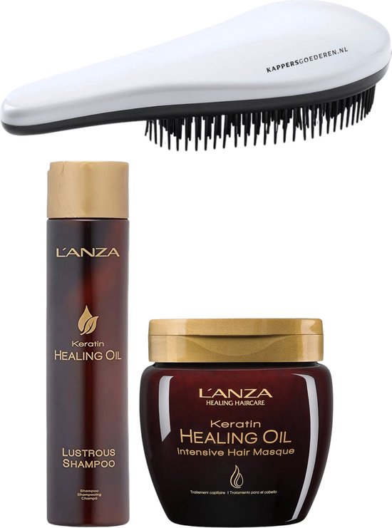 Foto: L anza healing oil set lustrous shampoo intensive masker kg ontwarborstel beschadigd haar pakket
