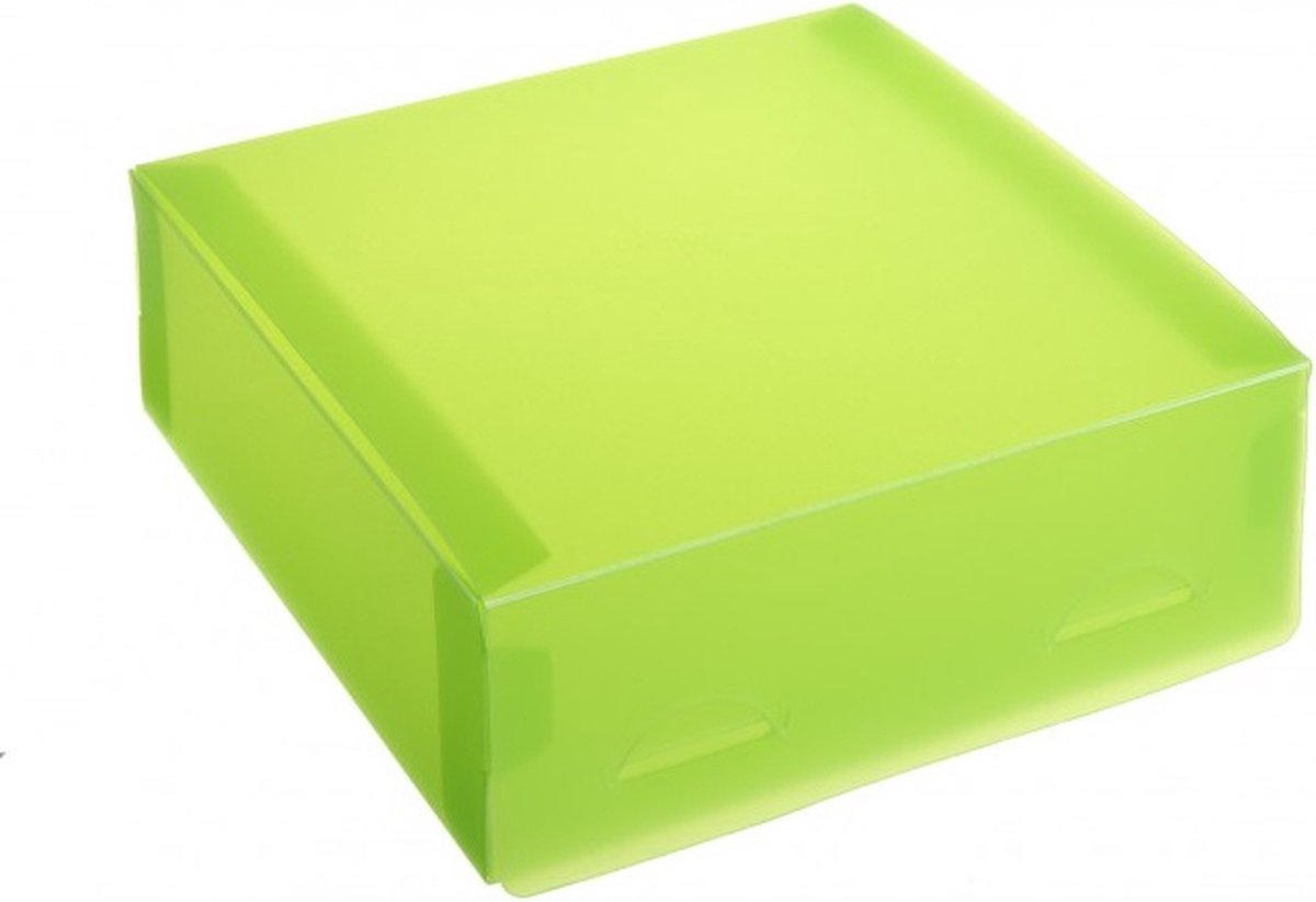 Cadeaudoosjes transparant kunststof, 15x15x5 cm APPELGROEN (10 stuks)