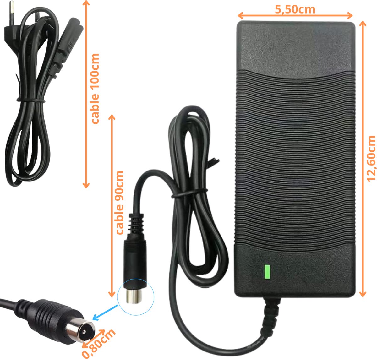 Phonillico Oplader 42V - voor Xiaomi Ninebot ES4 elektrische step - netsnoer – foto 7