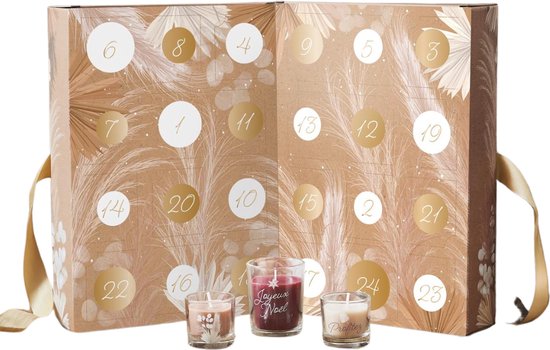 MISOU Adventskalender - Advent Kalender - December - Kaarsen - 24 Geurkaarsen - Beige - Adventkalender - Dames - Sinterklaas - Kerst 2024