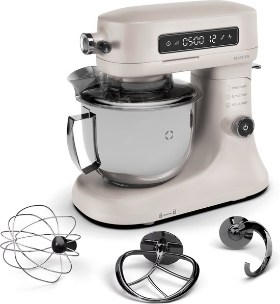 Chiara keukenmachine - 1600 watt - 12 standen - roestvrijstalen kom - LC-display - inclusief accessoires van Klarstein — afbeelding 3