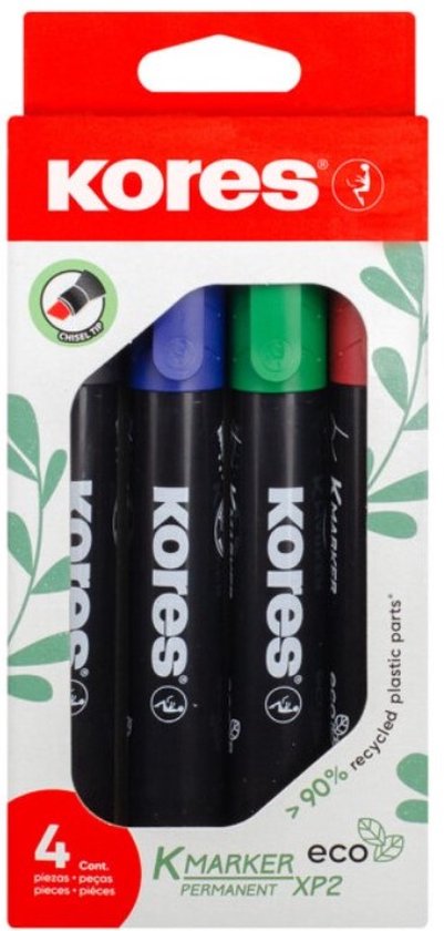 Kores Whiteboard Marker Set - 4 Stifte + Magnetischer Löscher + 10 Magnete