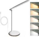 Aigostar 10O8W - Lampe de bureau LED - Dimmable - 5 modes de luminosité - 3 modes couleurs - Lampe de table - Touch Control - Lumière Wit et chaude - Lampe de lecture - Lampe de chevet - 4W - Wit