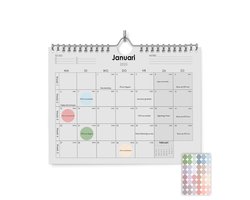 Kalender 2025 - 32x22.5cm (A4+) - Inclusief 48 morandi stickers - 300gramsgewicht ecopapier