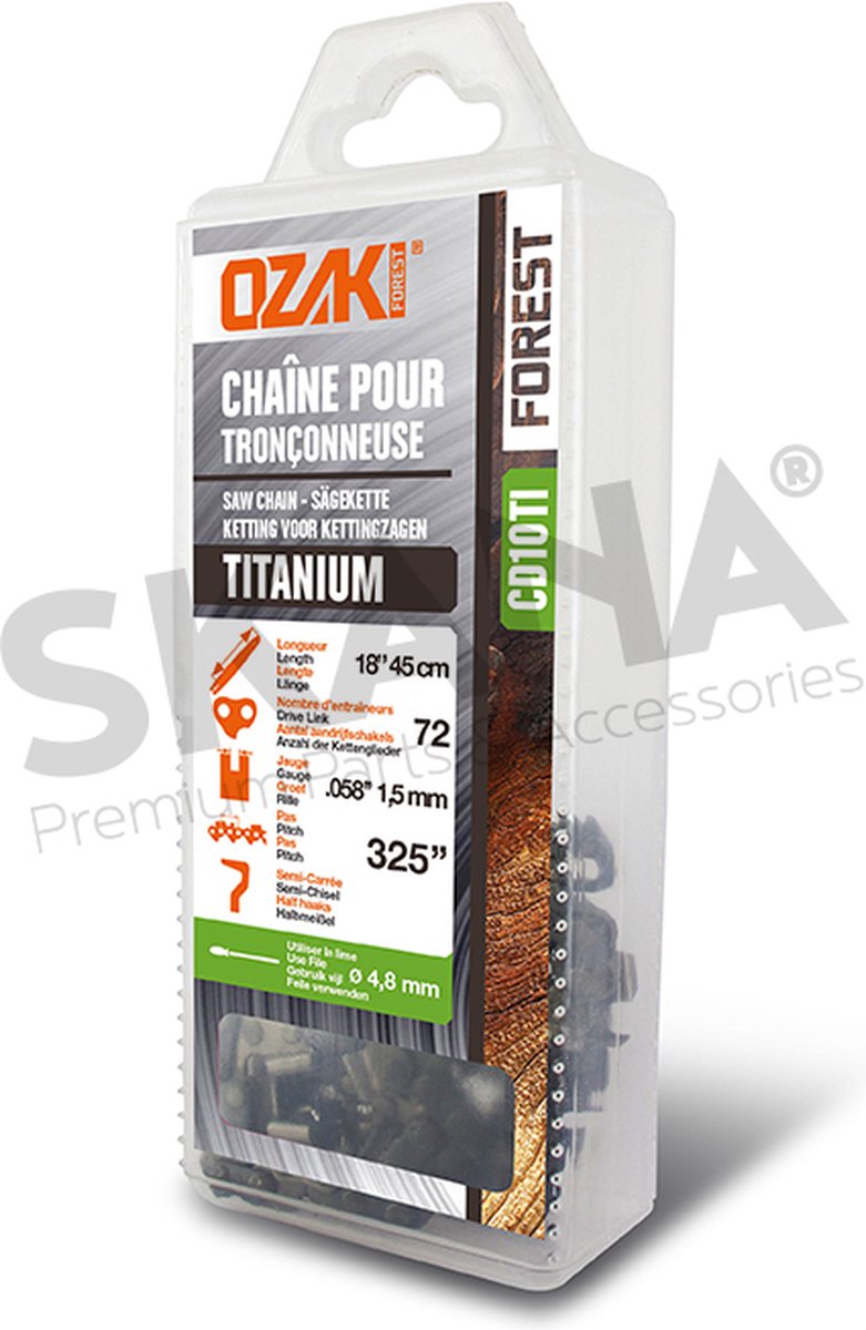 Zaagketting OZAKI halfhaaks, .325" .058 (1,5mm) titanium inductie - 72 schakels.
