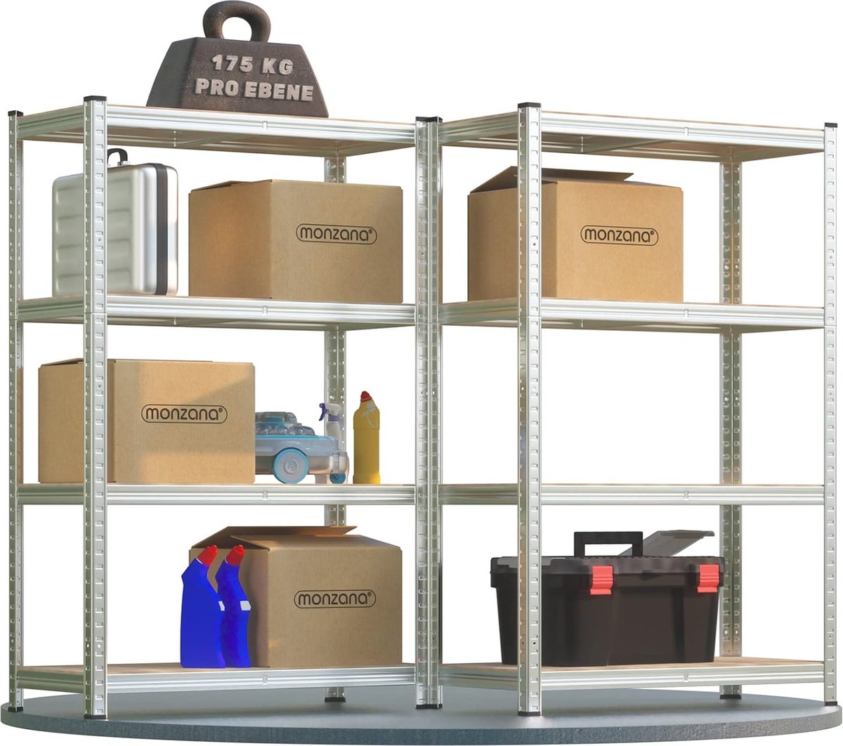 Robuuste Opbergrekken voor Garage, Kelder, en Zolder - 700kg Draagvermogen met MDF Planken