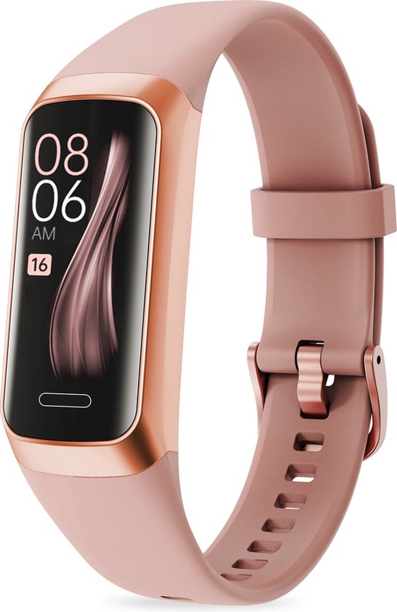 Otiume Activity Tracker - Stappenteller en Hartslagmeter - Sporthorloge - Smartwatch - Dames Heren en Kinderen - Amoled - Bloeddrukmeter - Roze
