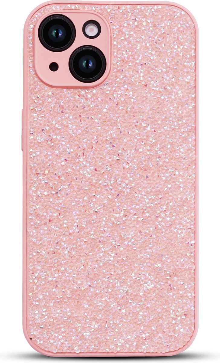 Casemania Hoesje Geschikt voor Apple iPhone 15 - Roze - Diamant Glitter Back Cover