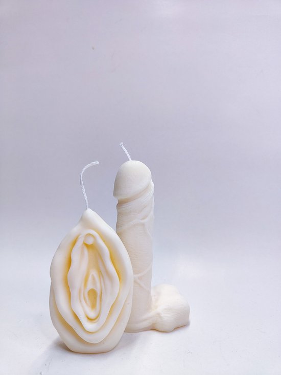 Penis en vaginakaars - duo peniskaars en vaginakaars - piemelkaars en yonikaars - Paper Bricks set kaarsen piemel en yoni