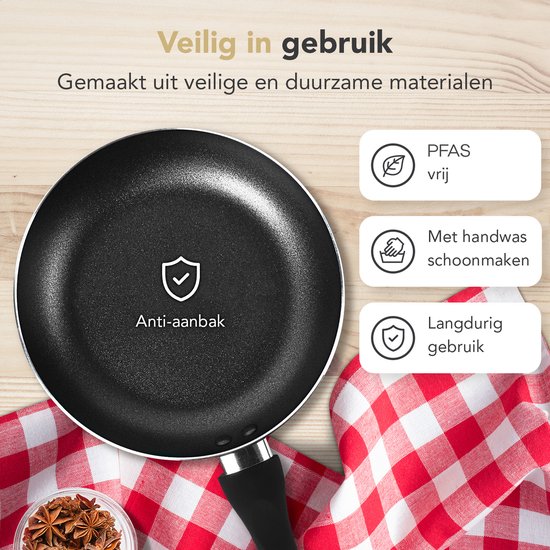 Rochester 18-delige Pannenset met Deksels - Set met PFAS-vrije Kookpotten, Koekenpannen & Steelpannen - Koekenpannenset - Kookpottenset - Inductie - Aluminium - Zwart