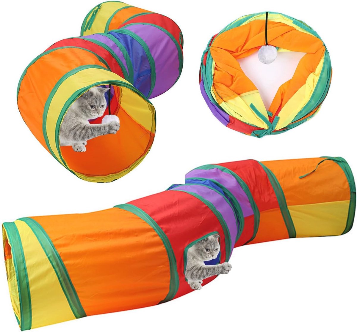 Goedkoopste Interactief Opvouwbare Kattentunnel voor Katten en Kleine Huisdieren – 2-weg Speeltunnel en Accessoires voor Binnen en Buiten