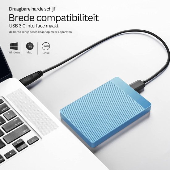 MKSS® Harde Schijf Extern - Draagbare - 500GB Opslag - Blauw van Merkloos — afbeelding 3